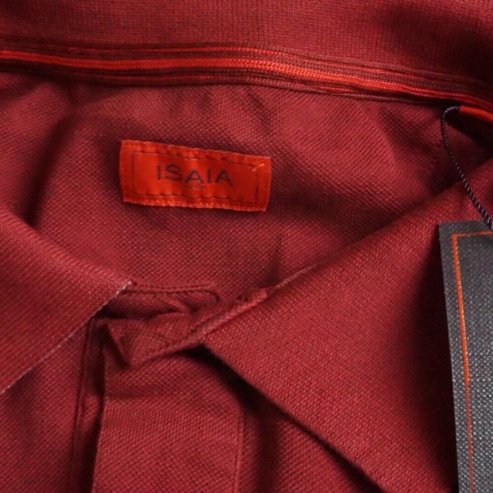 Isaia Merlot Red Coral Short Sleeve Cotton Polo Shirt 3xl  Brand New W Tags - Picture 3 of 7